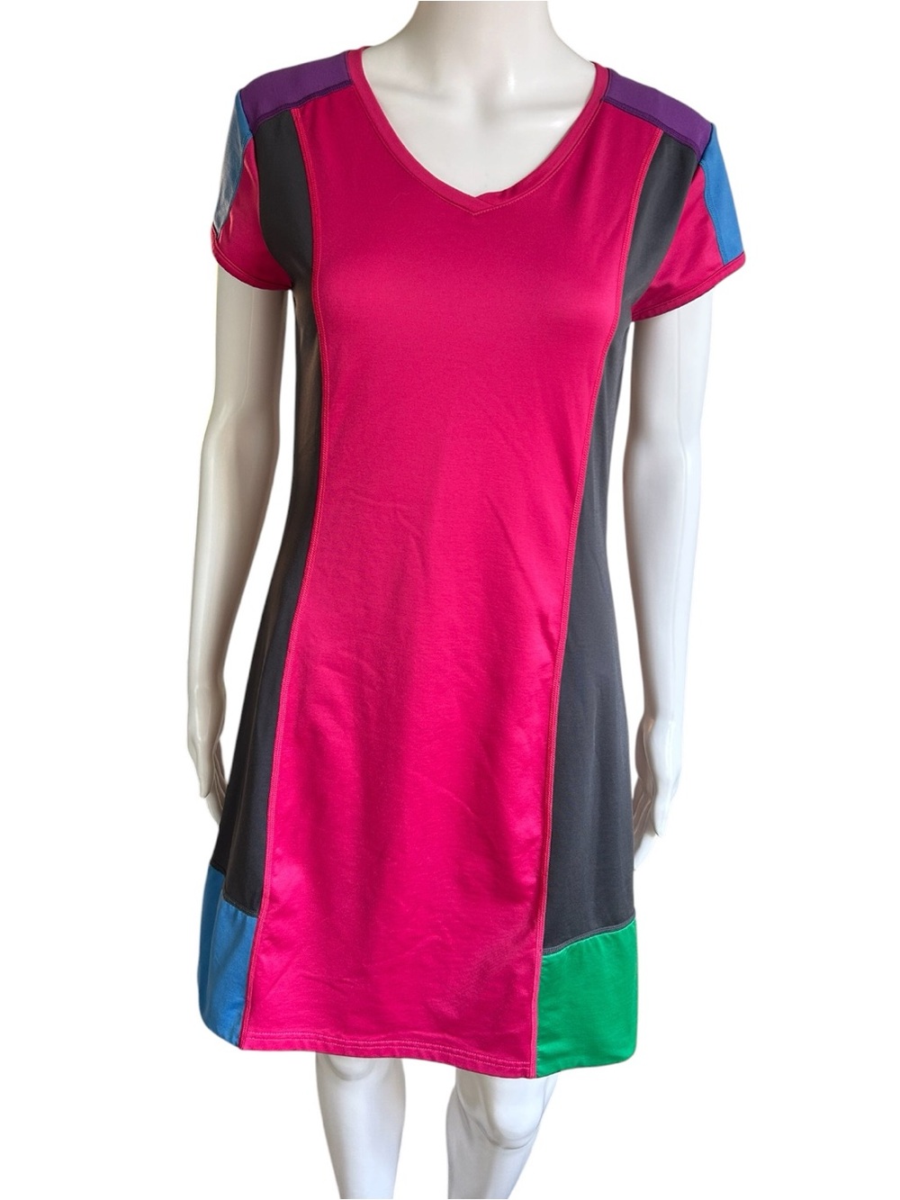 ▶️ Title Nine Colorblock Fuchsia Short Sleeve Dress Small